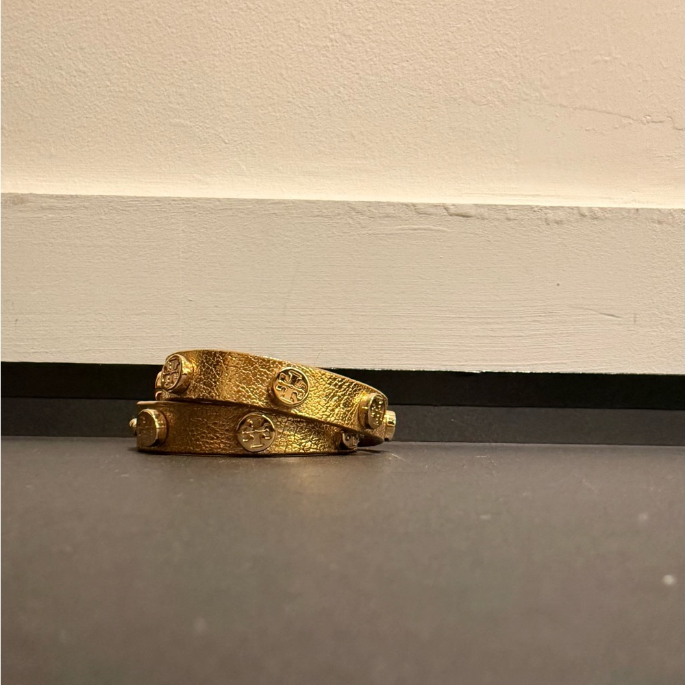 Tory Burch Gold Textured Wrap Bracelet